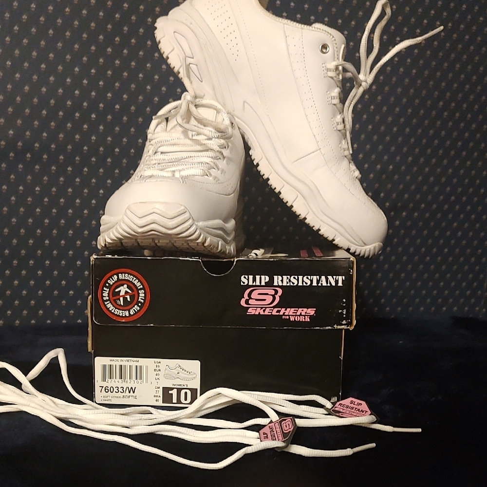 Skechers White Slip Resistant Sneakers